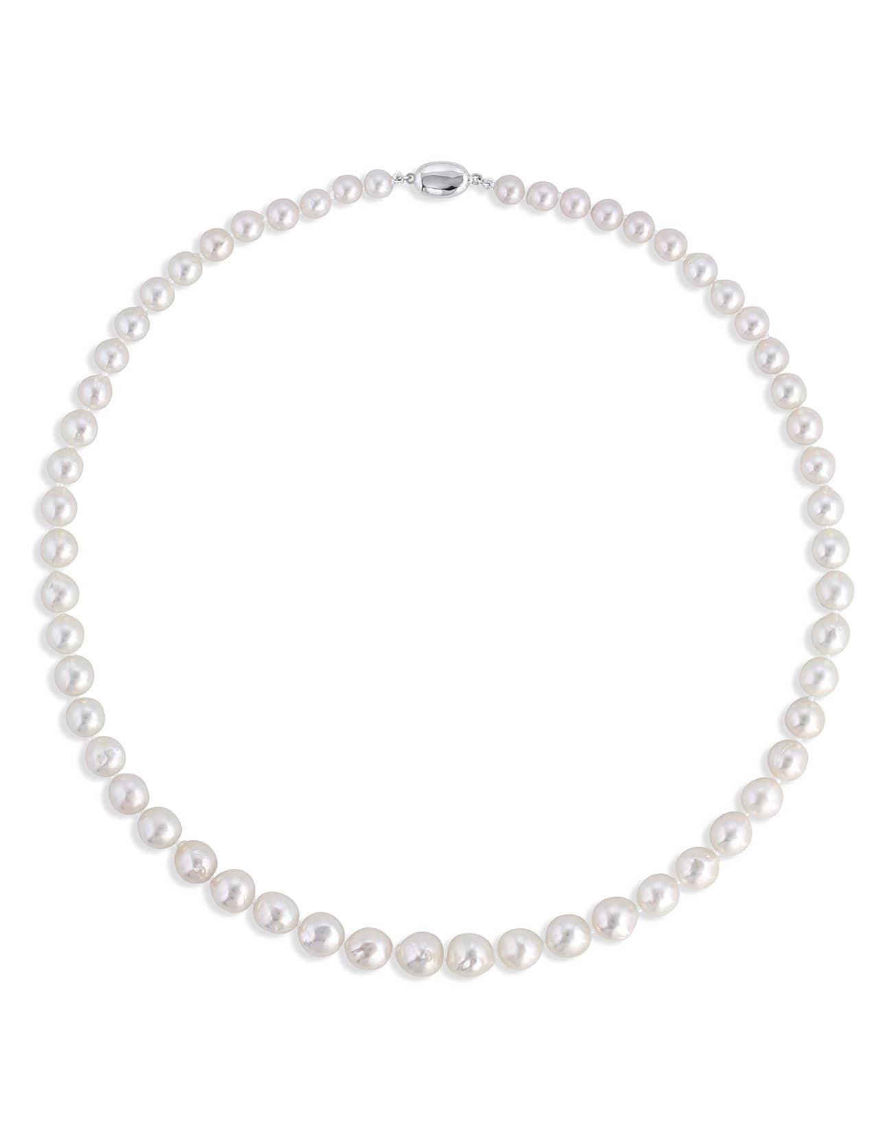 BAGGINS-Akoya Baroque Pearl Necklace - 10mm-SILVER