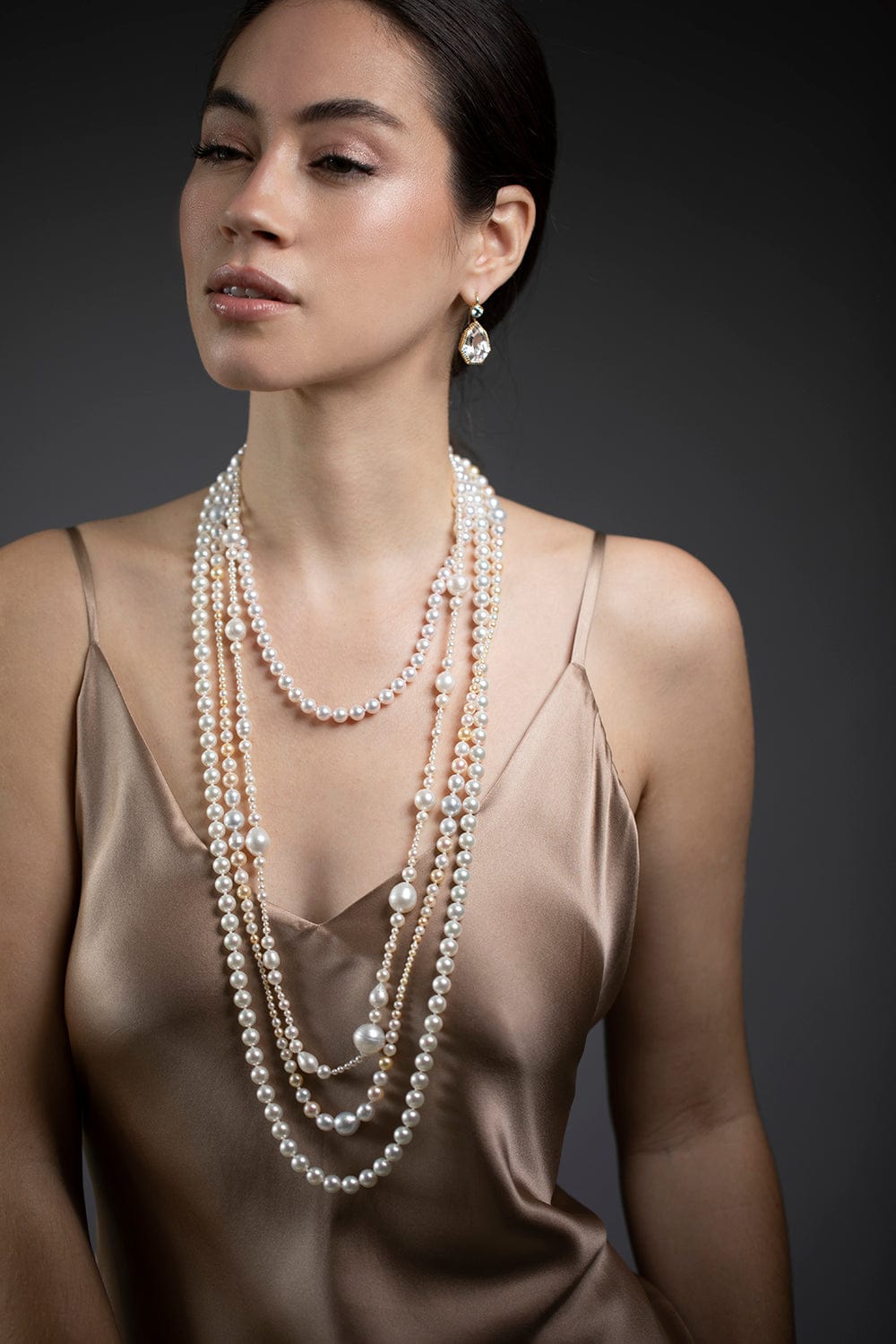 BAGGINS-Mixed Sized Akoya Pearl Necklace-SILVER