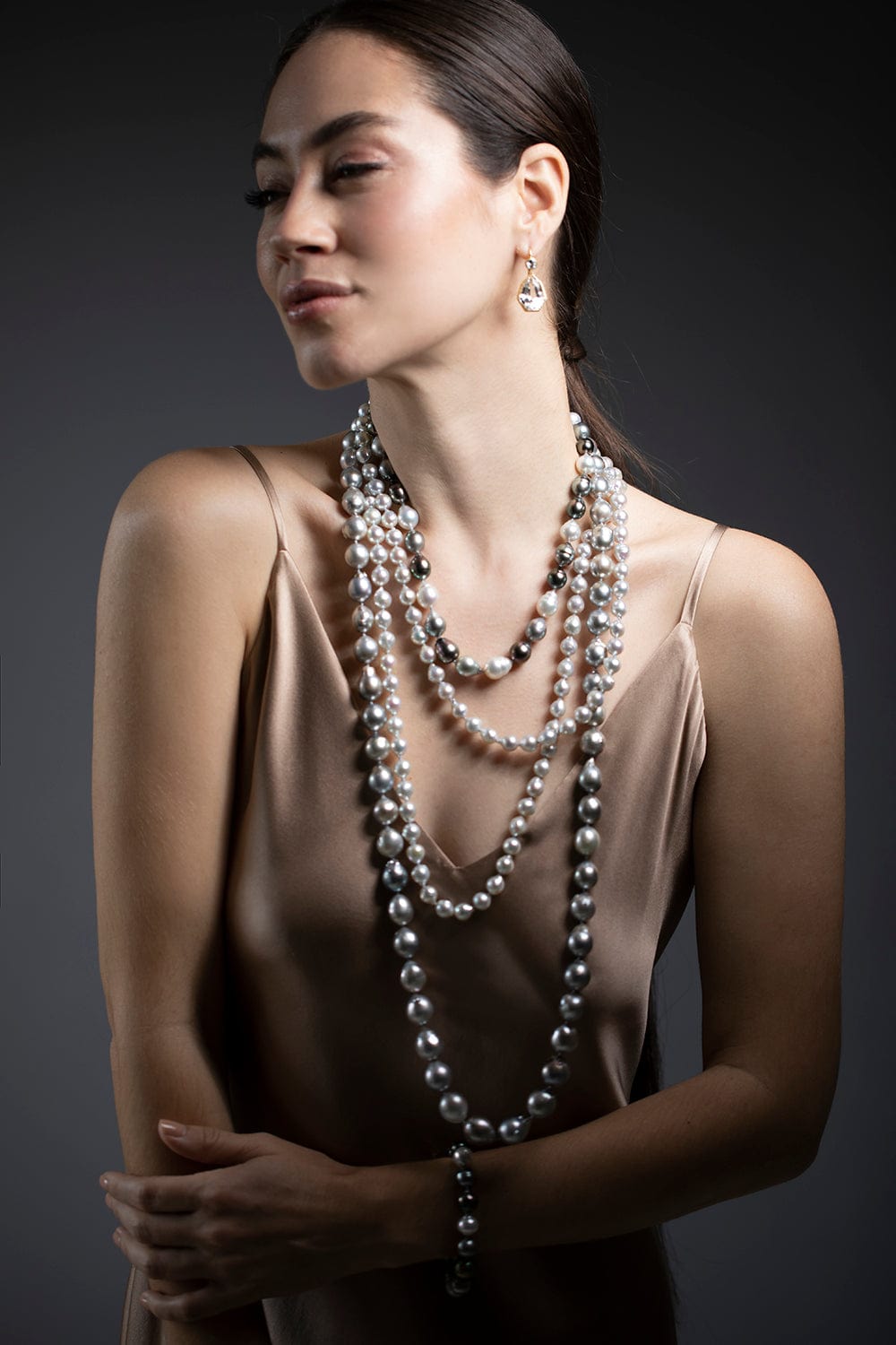 BAGGINS-Multi Color Tahitian Pearl Necklace-SILVER