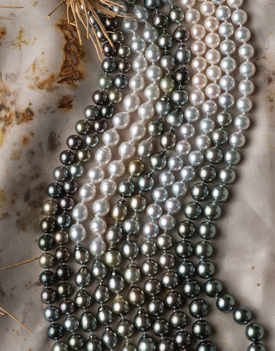 BAGGINS-Akoya and Tahitian Ombre Pearl Necklace-WHITE GOLD