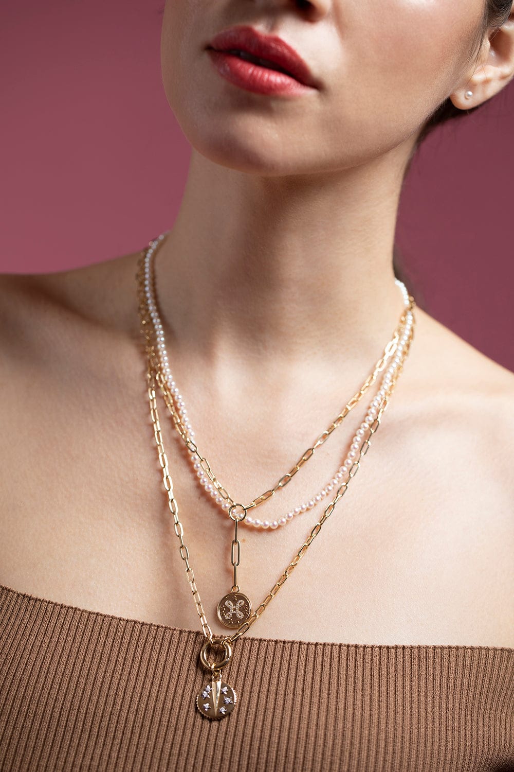 BAGGINS-Baby Akoya Pearl Necklace - 4mm - White Gold-WHITE GOLD