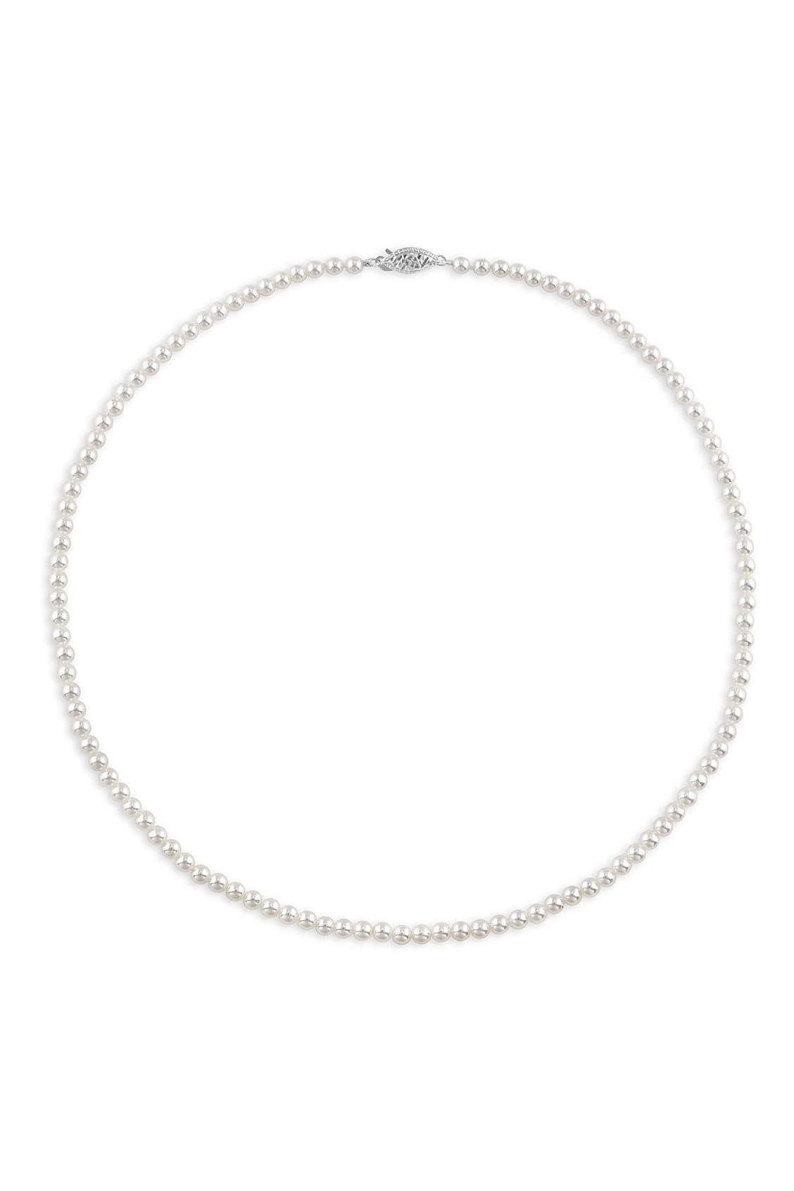 BAGGINS-Baby Akoya Pearl Necklace - 4mm - White Gold-WHITE GOLD