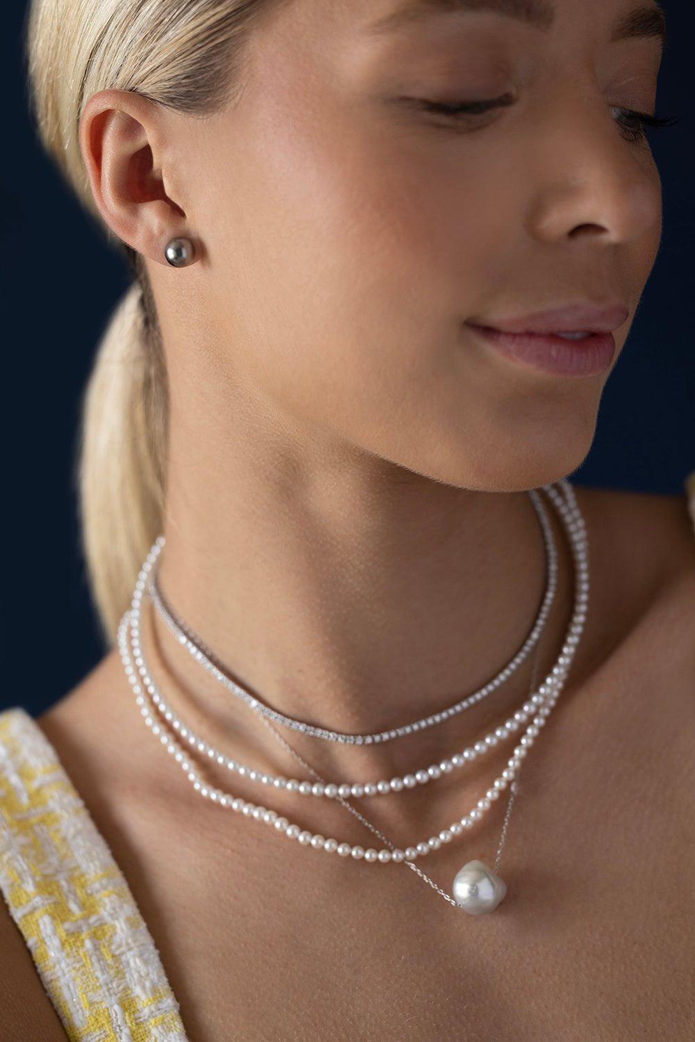BAGGINS-Four Prong Tennis Necklace-WHITE GOLD