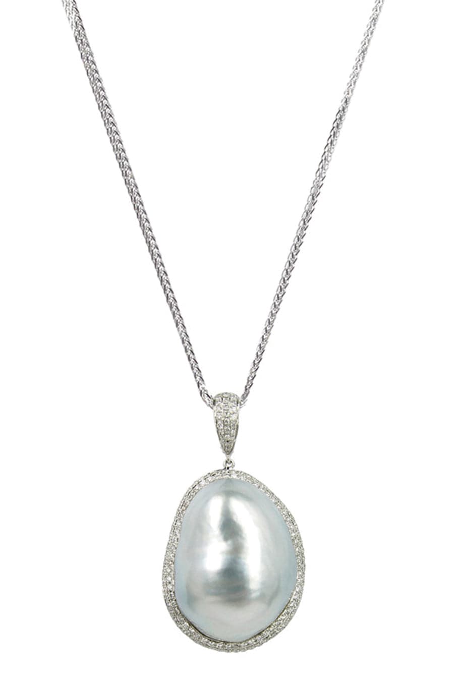 BAGGINS-Reversible Pearl Diamond Necklace-WHITE GOLD