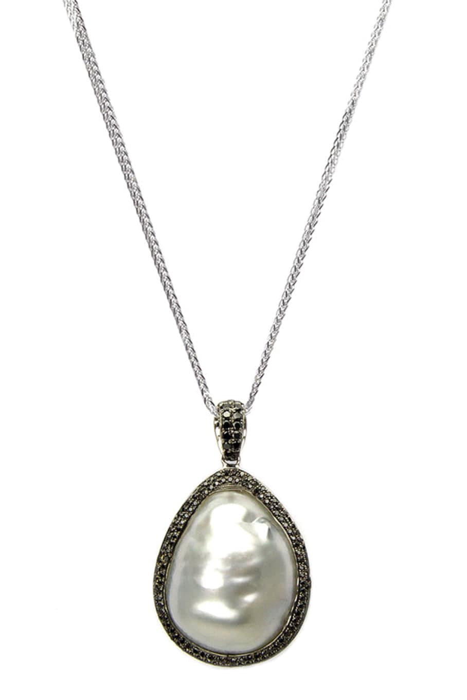 BAGGINS-Reversible Pearl Diamond Necklace-WHITE GOLD
