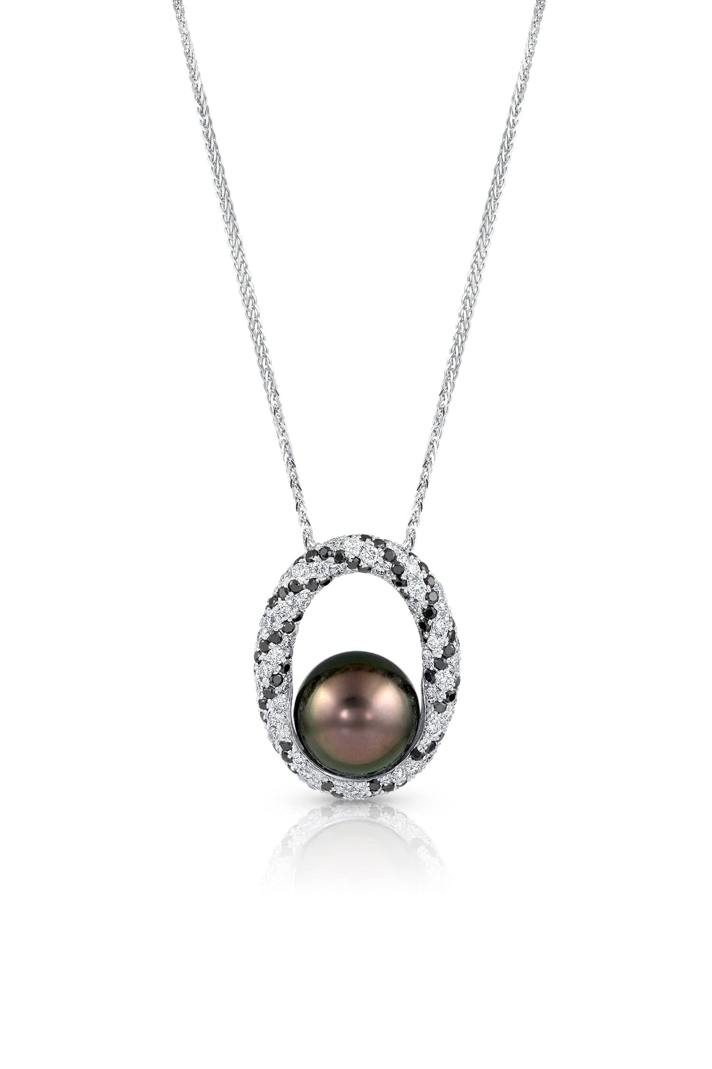 BAGGINS-Tahitian Pearl Twist Pendant Necklace-WHITE GOLD