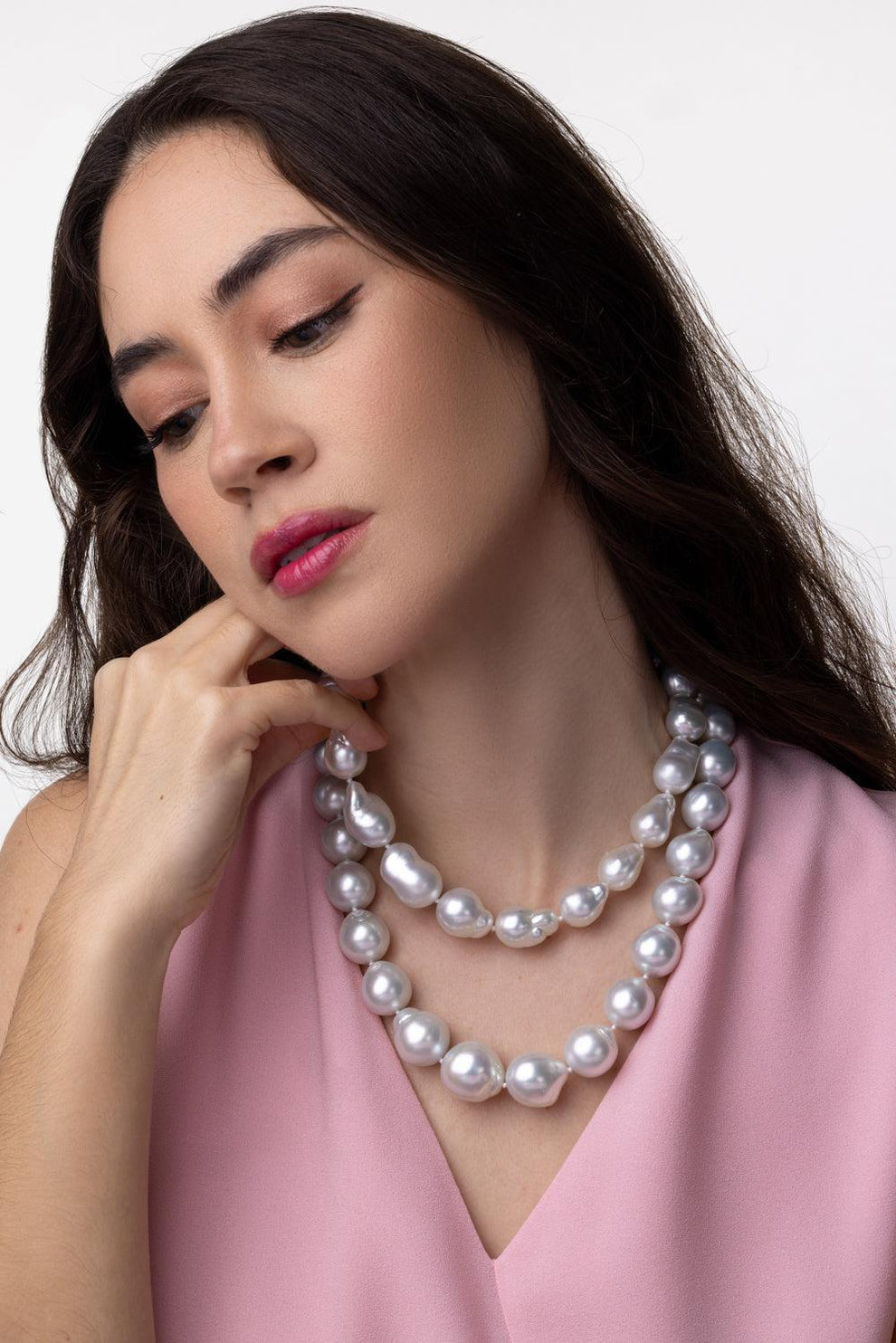 White South Sea Baroque Pearl Necklace Yellow Gold BAGGINS