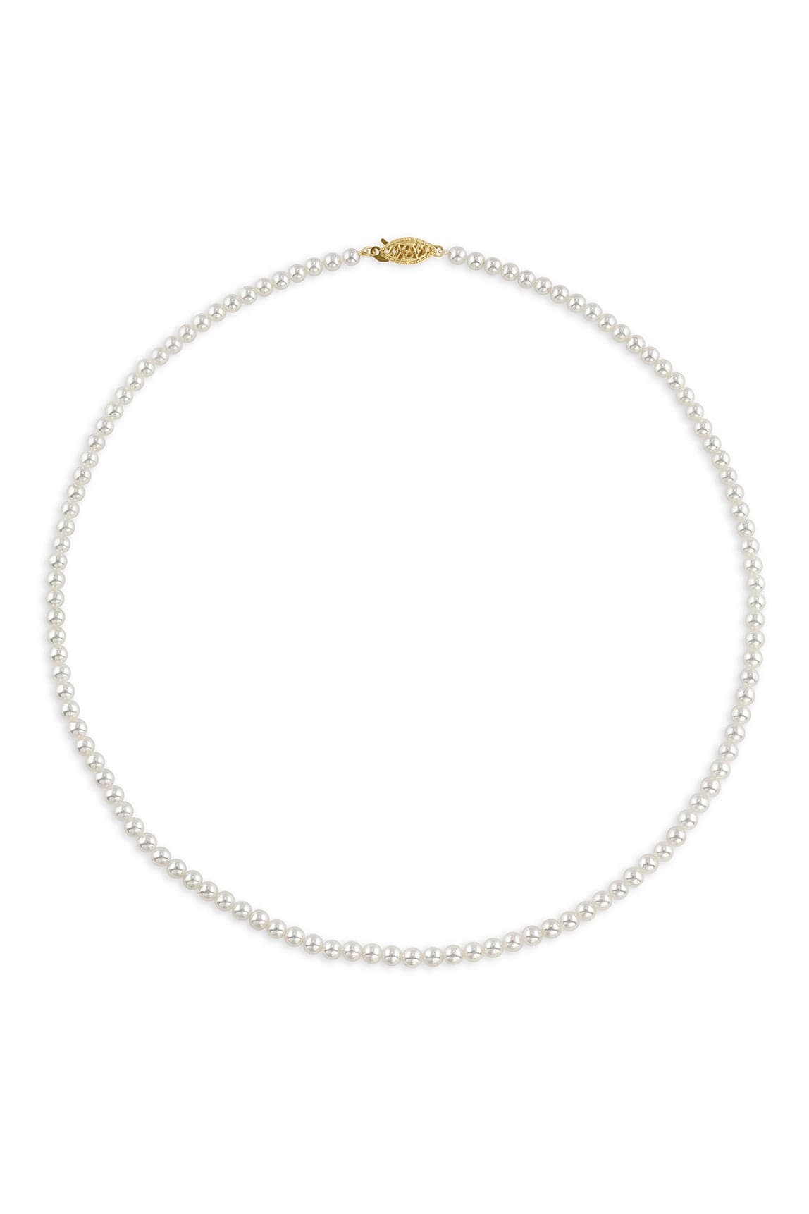 BAGGINS-Baby Akoya Pearl Necklace - 4mm - Yellow Gold-YELLOW GOLD