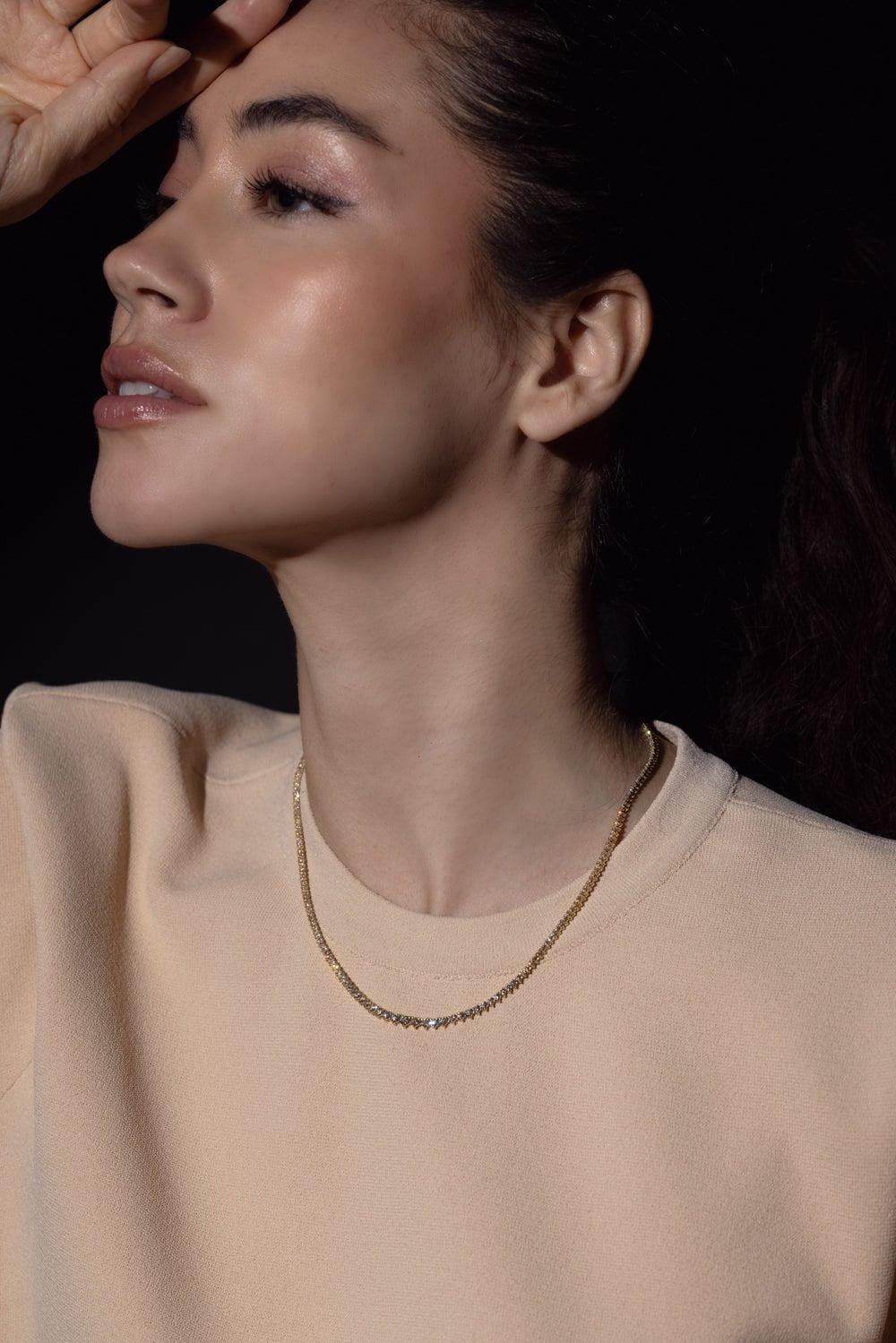 BAGGINS-Diamond Riviera Necklace - Yellow Gold-YELLOW GOLD