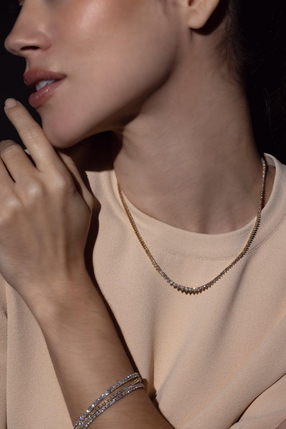 BAGGINS-Diamond Riviera Necklace - Yellow Gold-YELLOW GOLD