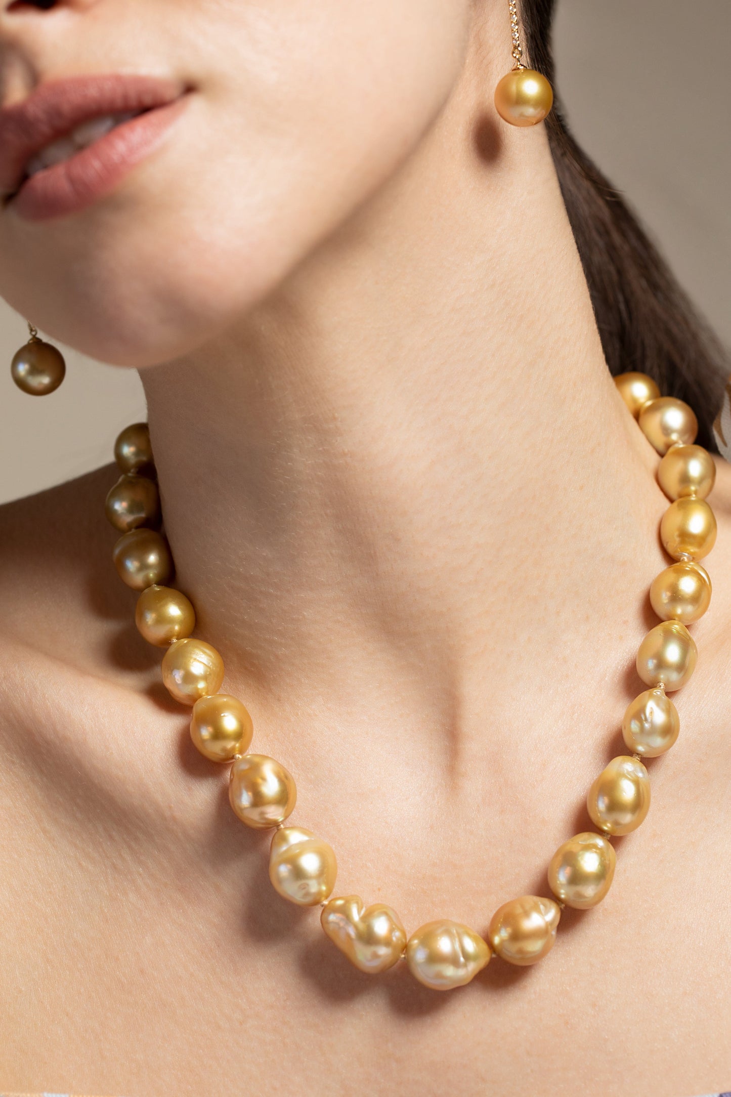 BAGGINS-Golden South Sea Pearl Necklace-YELLOW GOLD