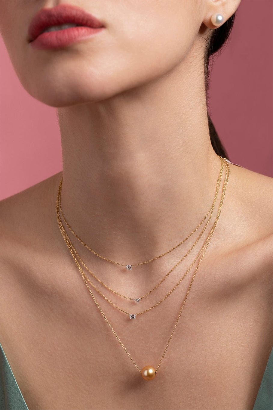 BAGGINS-Round Diamond Pendant Necklace - 16in-YELLOW GOLD