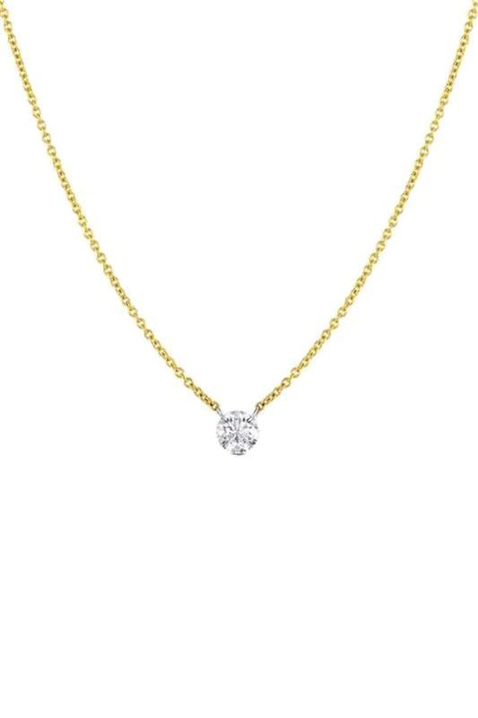 BAGGINS-Round Diamond Pendant Necklace - 16in-YELLOW GOLD