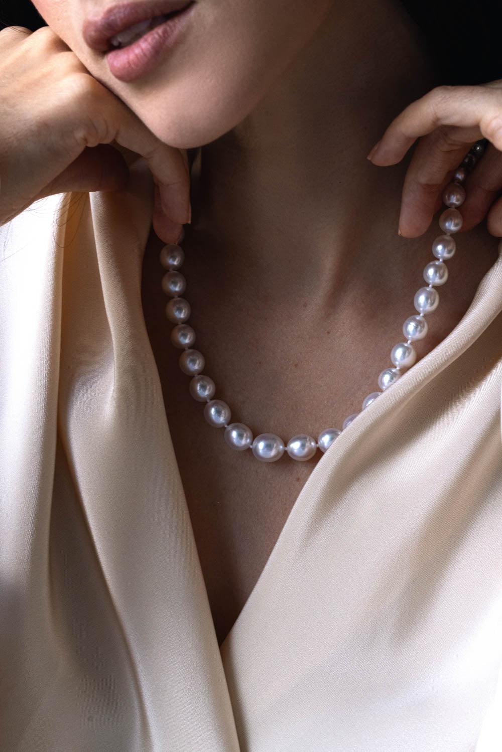 BAGGINS-South Sea Oval Pearl Strand Necklace-YELLOW GOLD