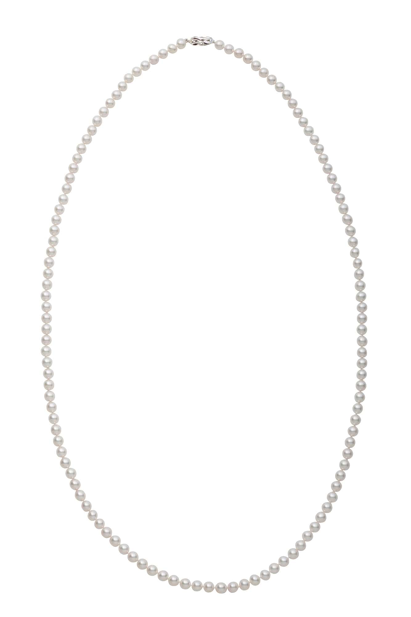 BAGGINS-White Round Akoya Pearl Necklace-YELLOW GOLD