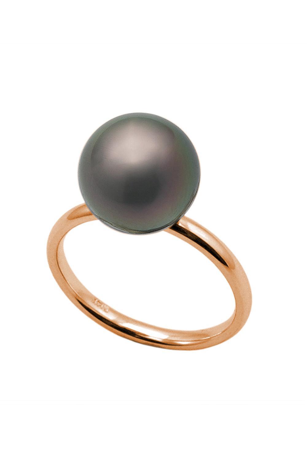 Tahitian Black Pearl Simple Ring-ROSE GOLD-6.75-JEWELRYFINE JEWELRING-BAGGINS