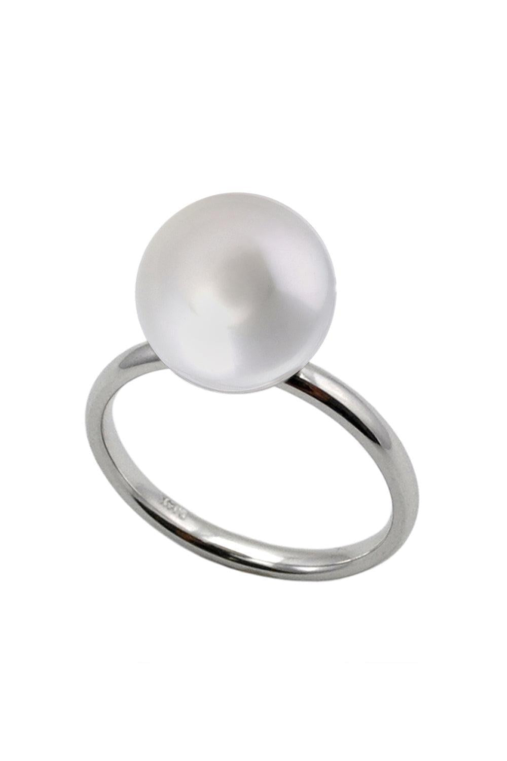 White South Sea Pearl Simple Ring-WHITE GOLD-6.25-JEWELRYFINE JEWELRING-BAGGINS