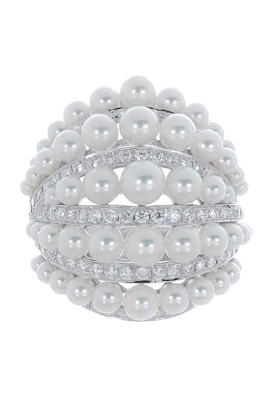 BAGGINS-Diamond Akoya Pearl Ring-WHITE GOLD