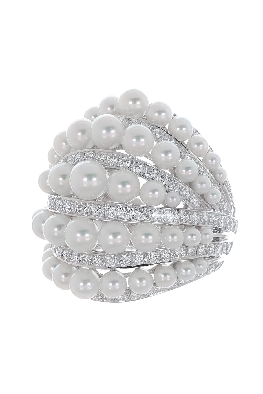 BAGGINS-Diamond Akoya Pearl Ring-WHITE GOLD