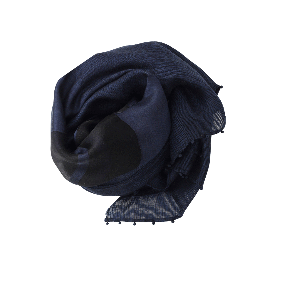 BAJRA SHAWLS-Organza Stripe Scarf-NAVY