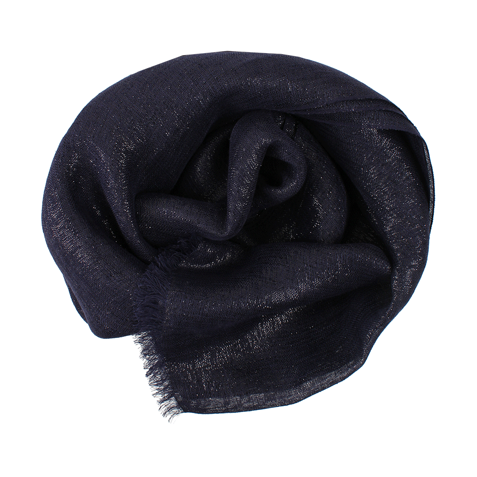 BAJRA SHAWLS-Sparkle Linen Blue And Black Scarf-BLUE