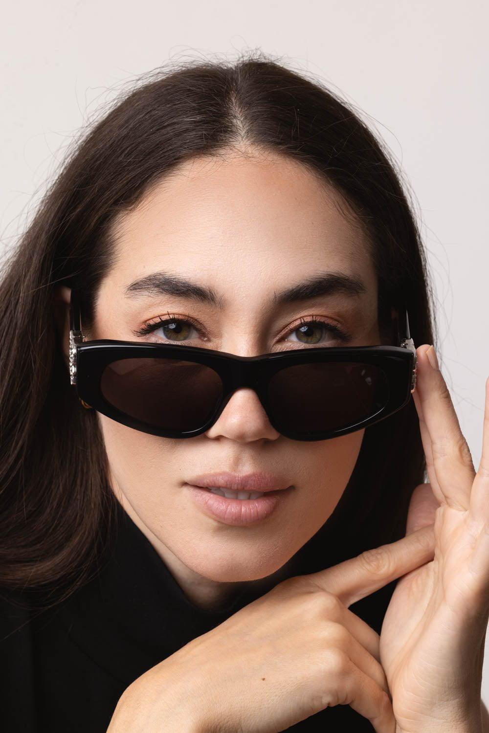 BALENCIAGA-Dynasty D-Frame Sunglasses-BLK/SIL
