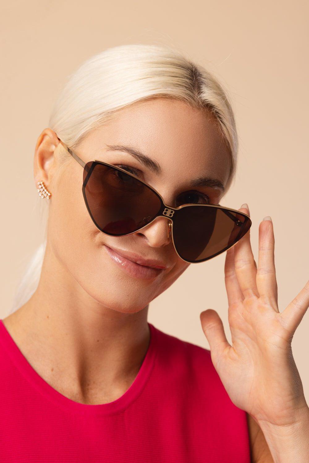 BALENCIAGA-Exaggerated Cat Eye Sunglasses-GOLD