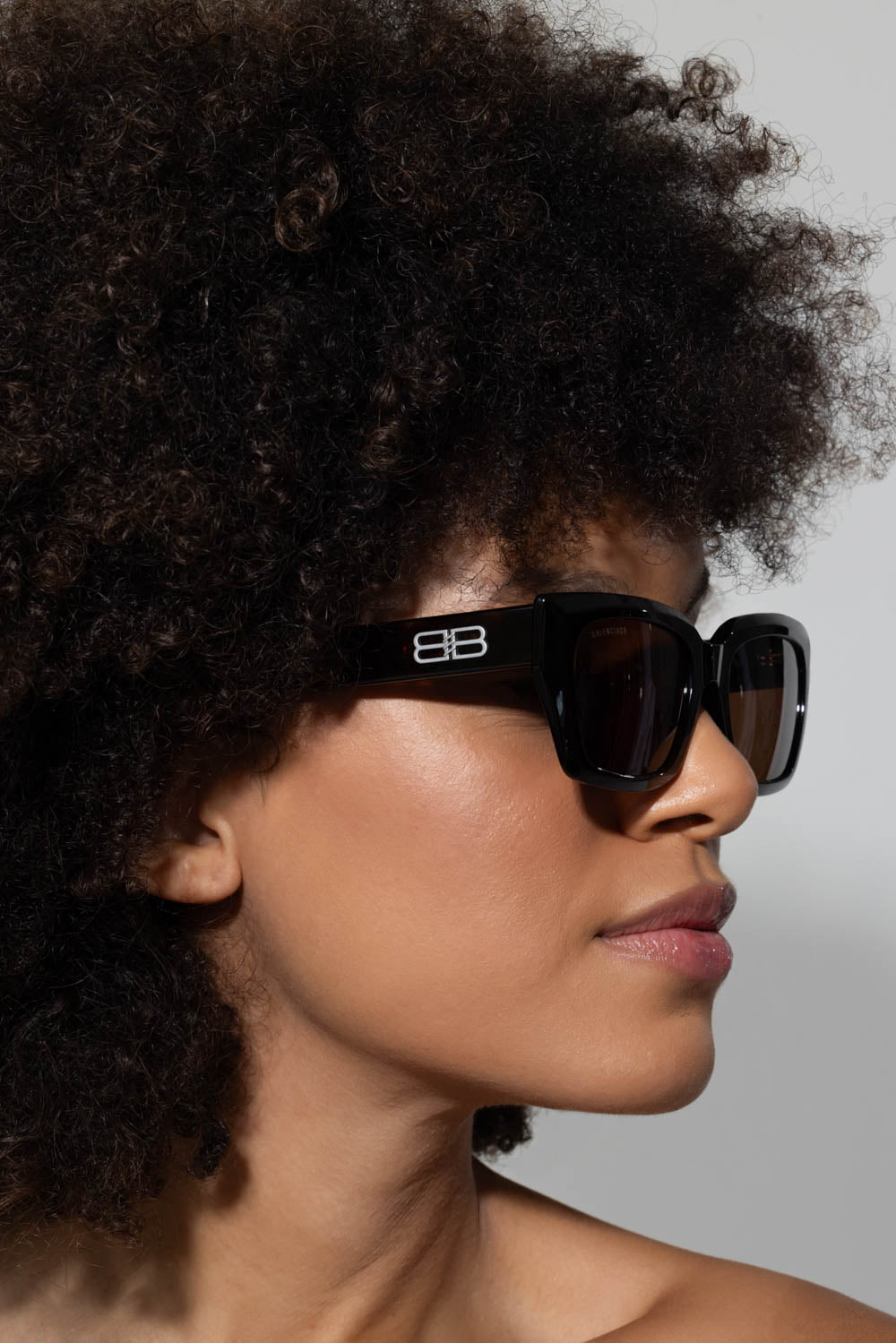 BALENCIAGA-Rive Gauche Rectangular Sunglases-HAVANA BROWN