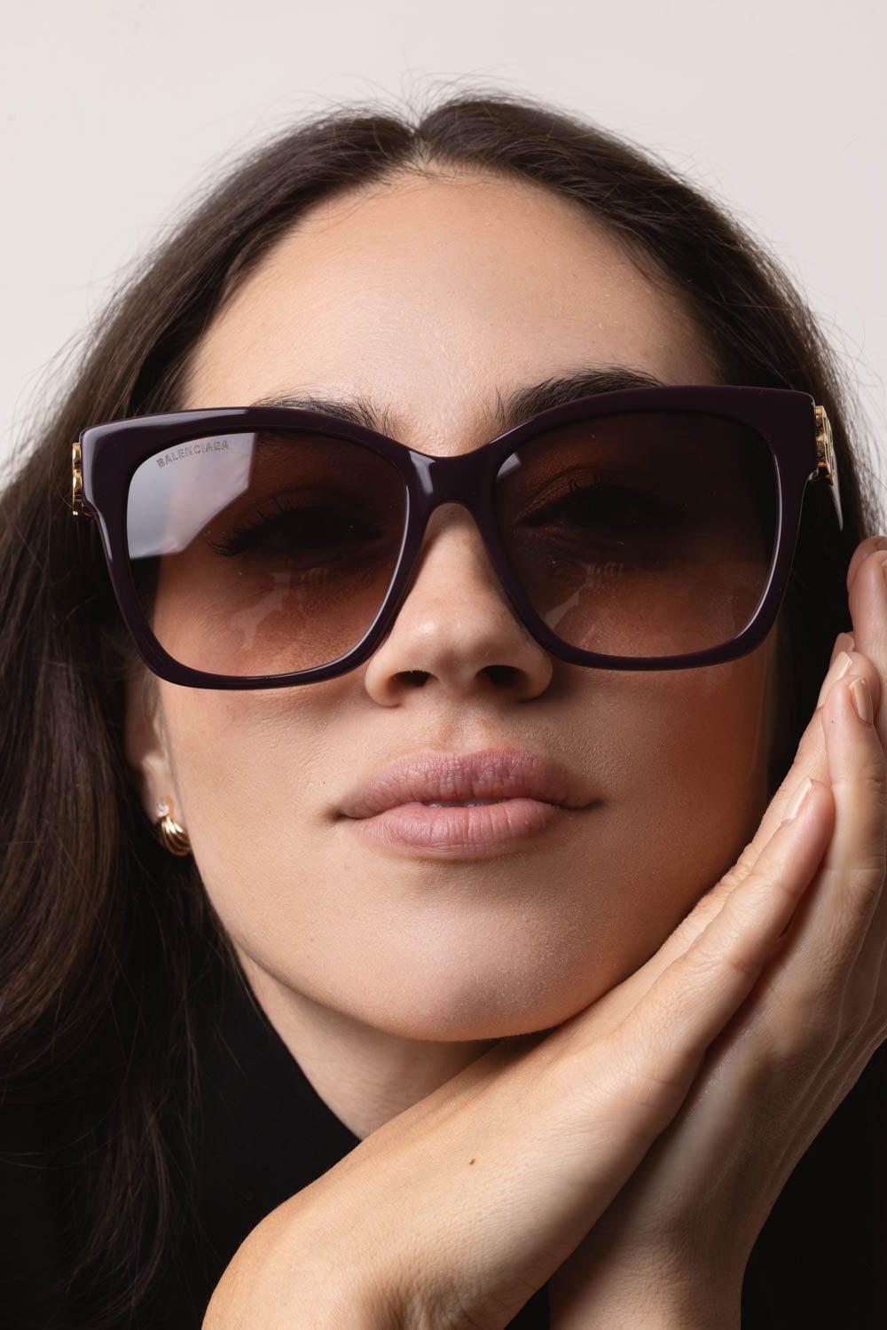 BALENCIAGA-Logo Sunglasses - Violet-VIOGLDRD