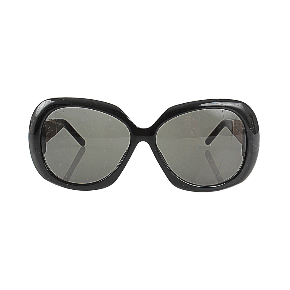 BALLY SUNGLASS & OPTICAL-Wood and Gold Inlay Sunglasses-BLACK