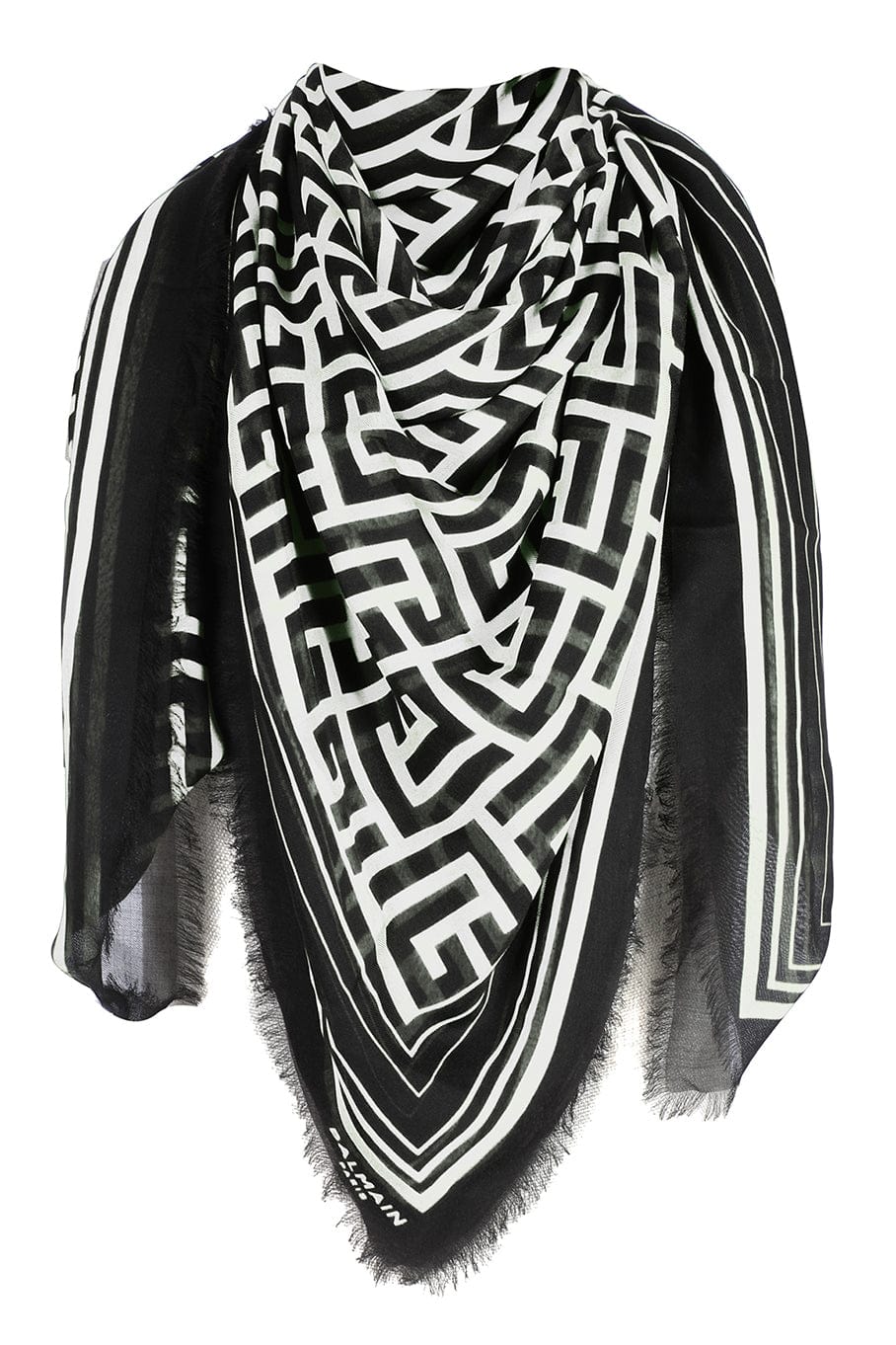 BALMAIN-Monogram Modal Scarf-IVRY/BLK