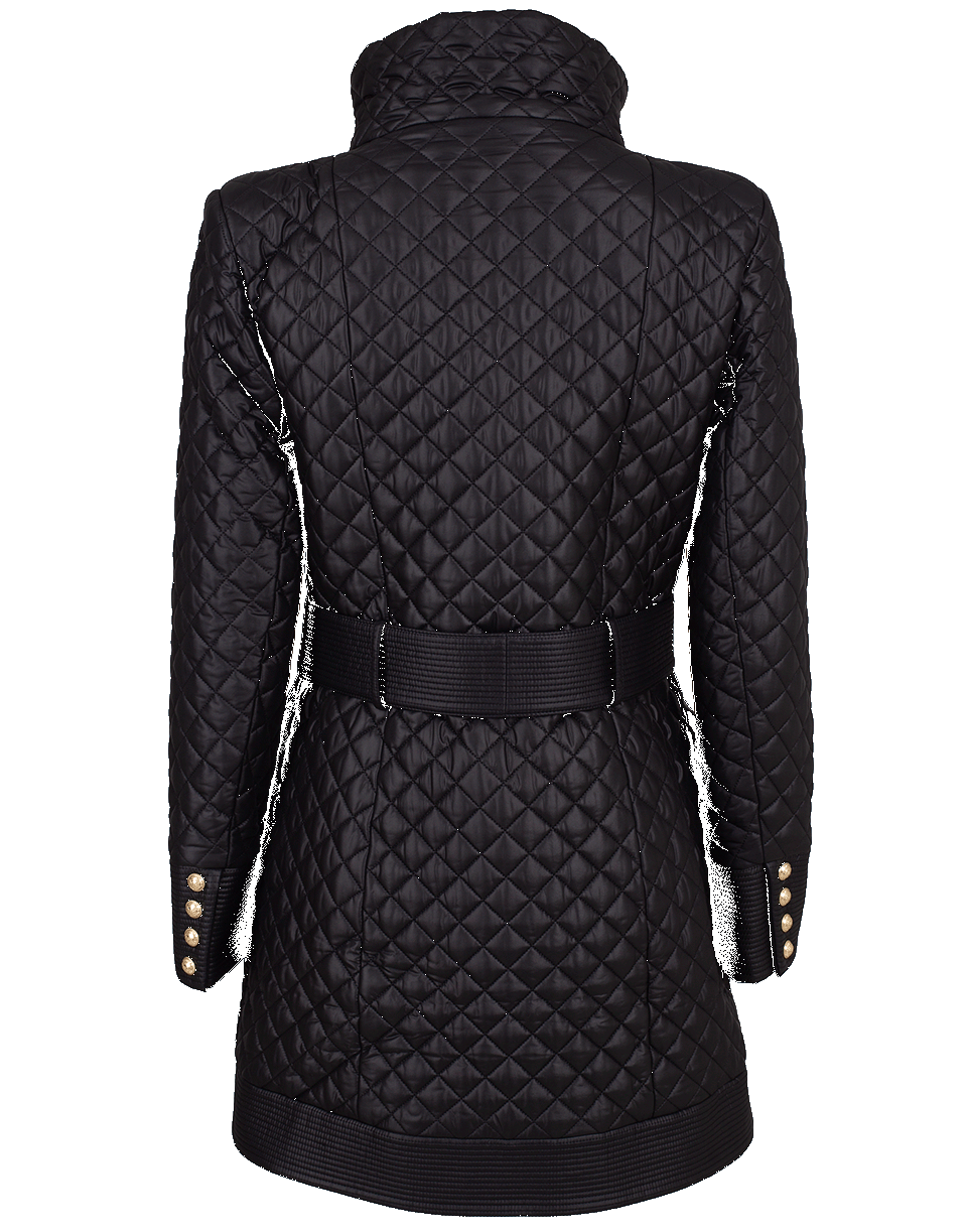 BALMAIN-Quilted Double Breasted Nylon Coat-