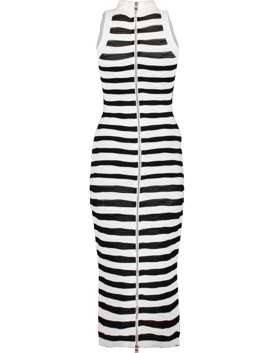 BALMAIN-Long Striped Back Zip Dress-