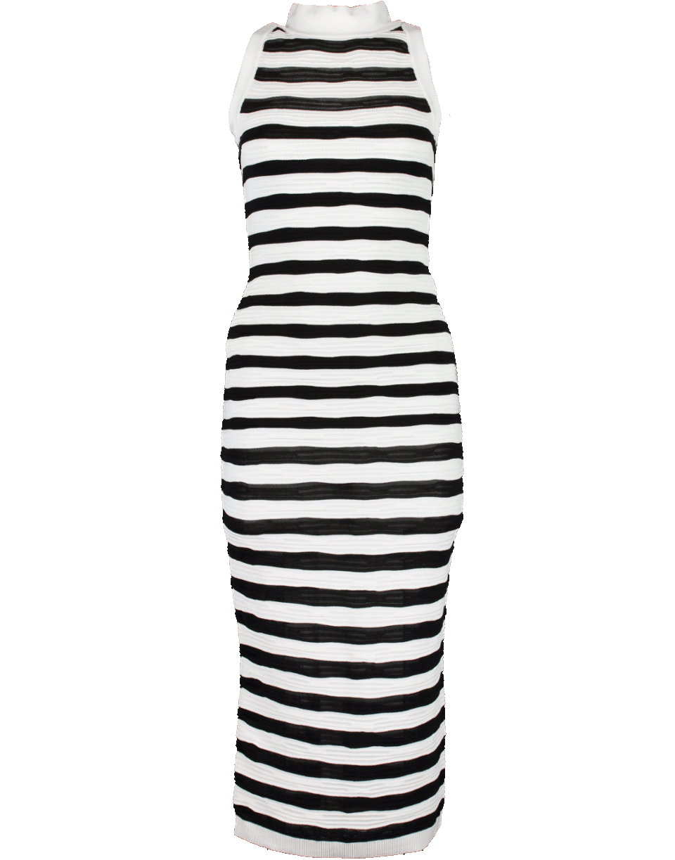 BALMAIN-Long Striped Back Zip Dress-