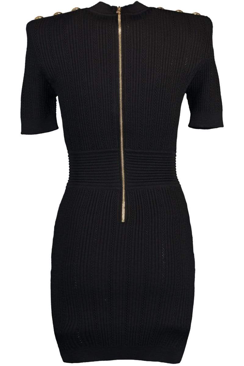 BALMAIN-Short V Neck Knit Dress-