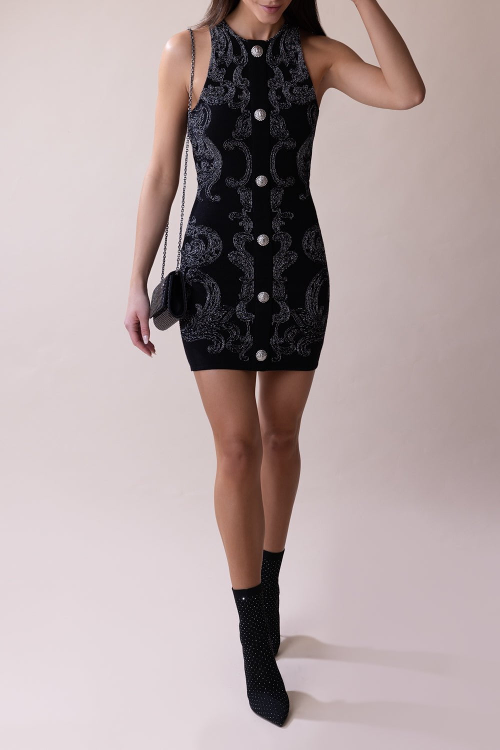 BALMAIN-Sleeveless Paisley Dress-