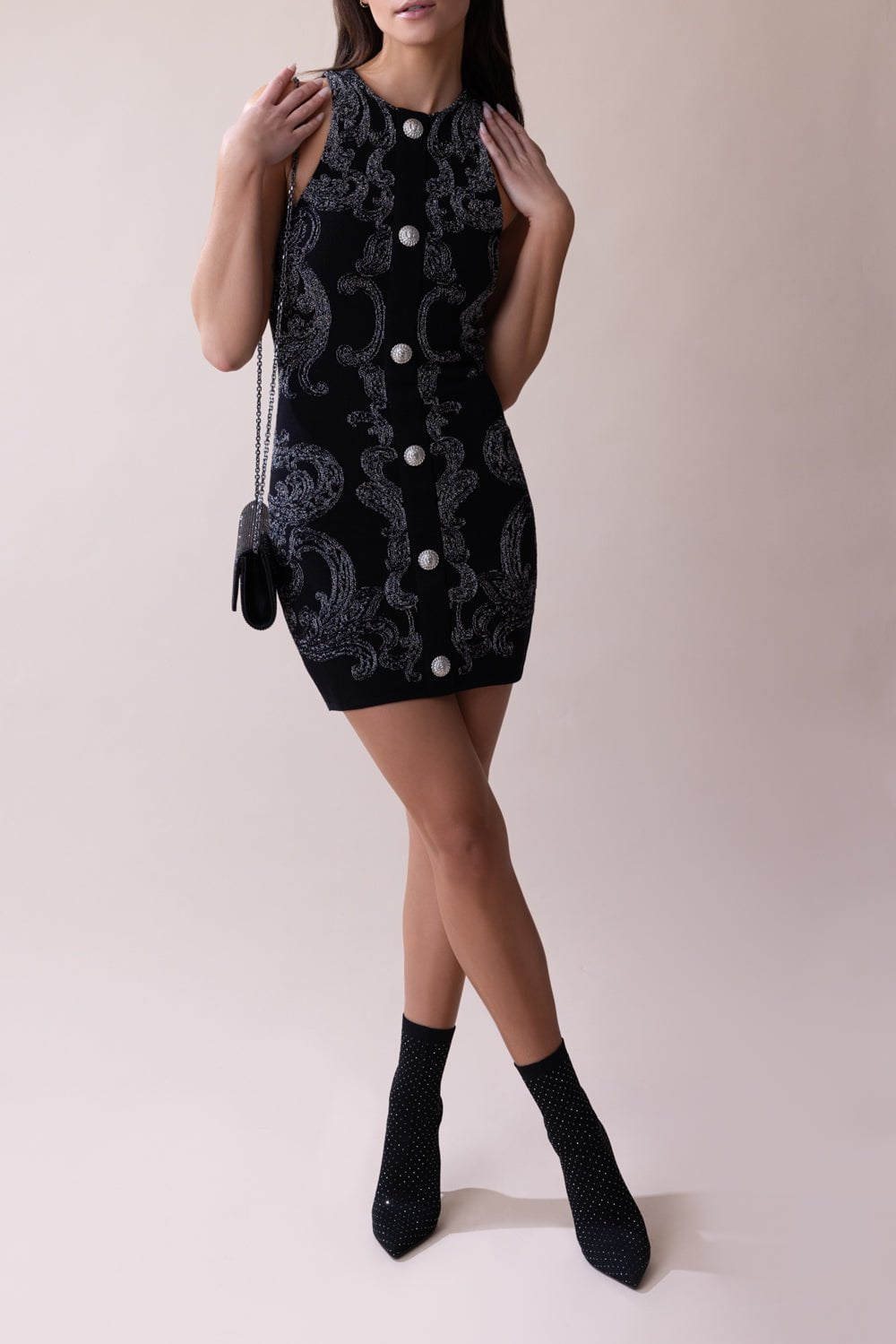 BALMAIN-Sleeveless Paisley Dress-
