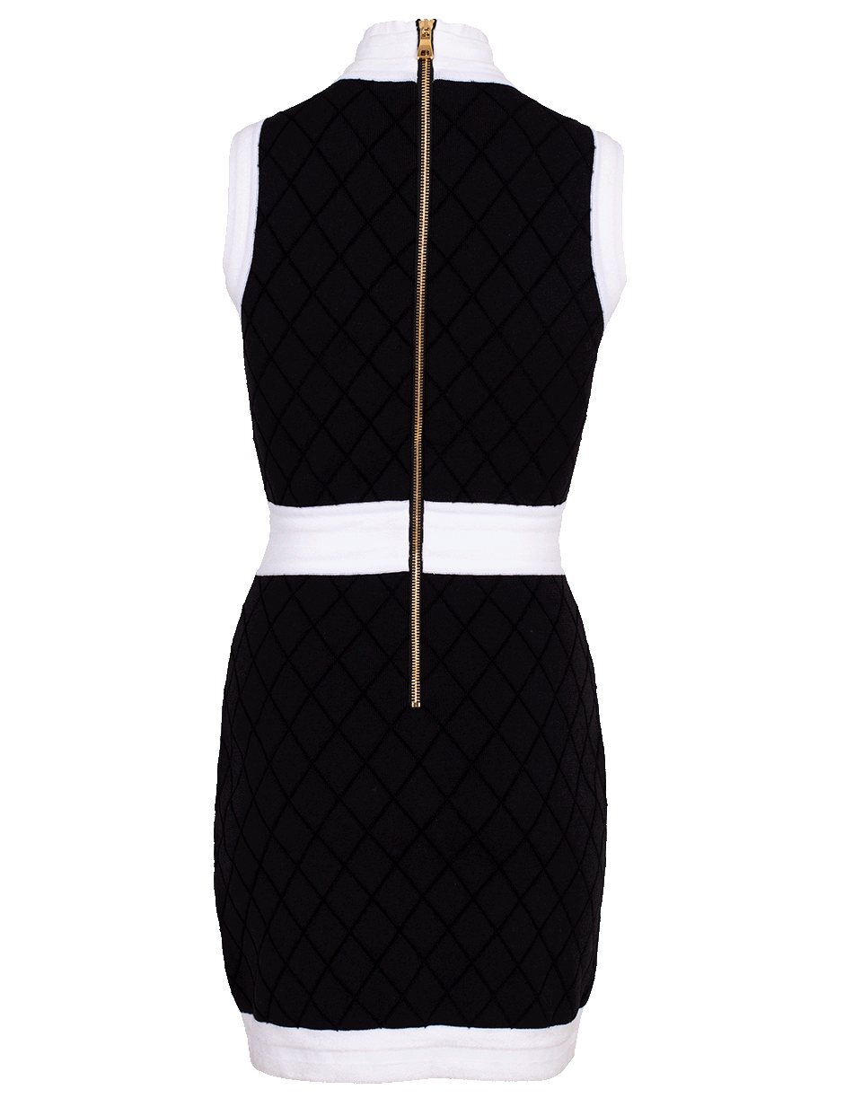 BALMAIN-Sleeveless Diamond Quilted Dress-NOIR/BLA
