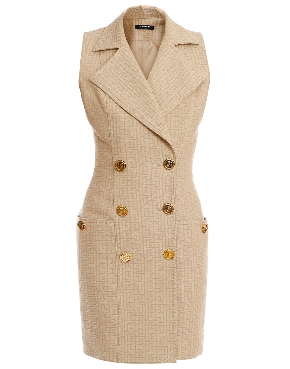 BALMAIN-Monogram Jacquard Sleeveless Dress-