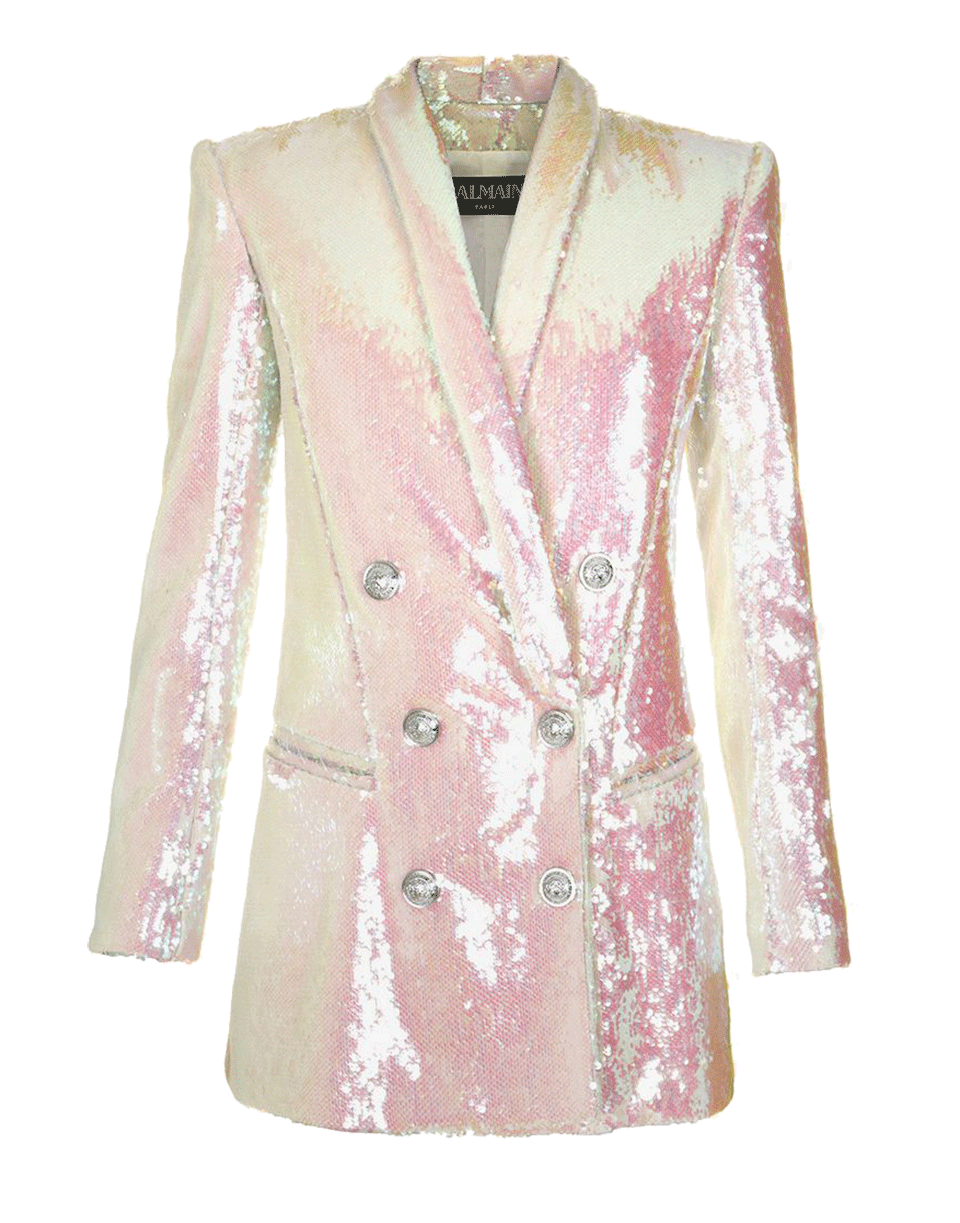 BALMAIN-Sequin Blazer Dress-WHITE