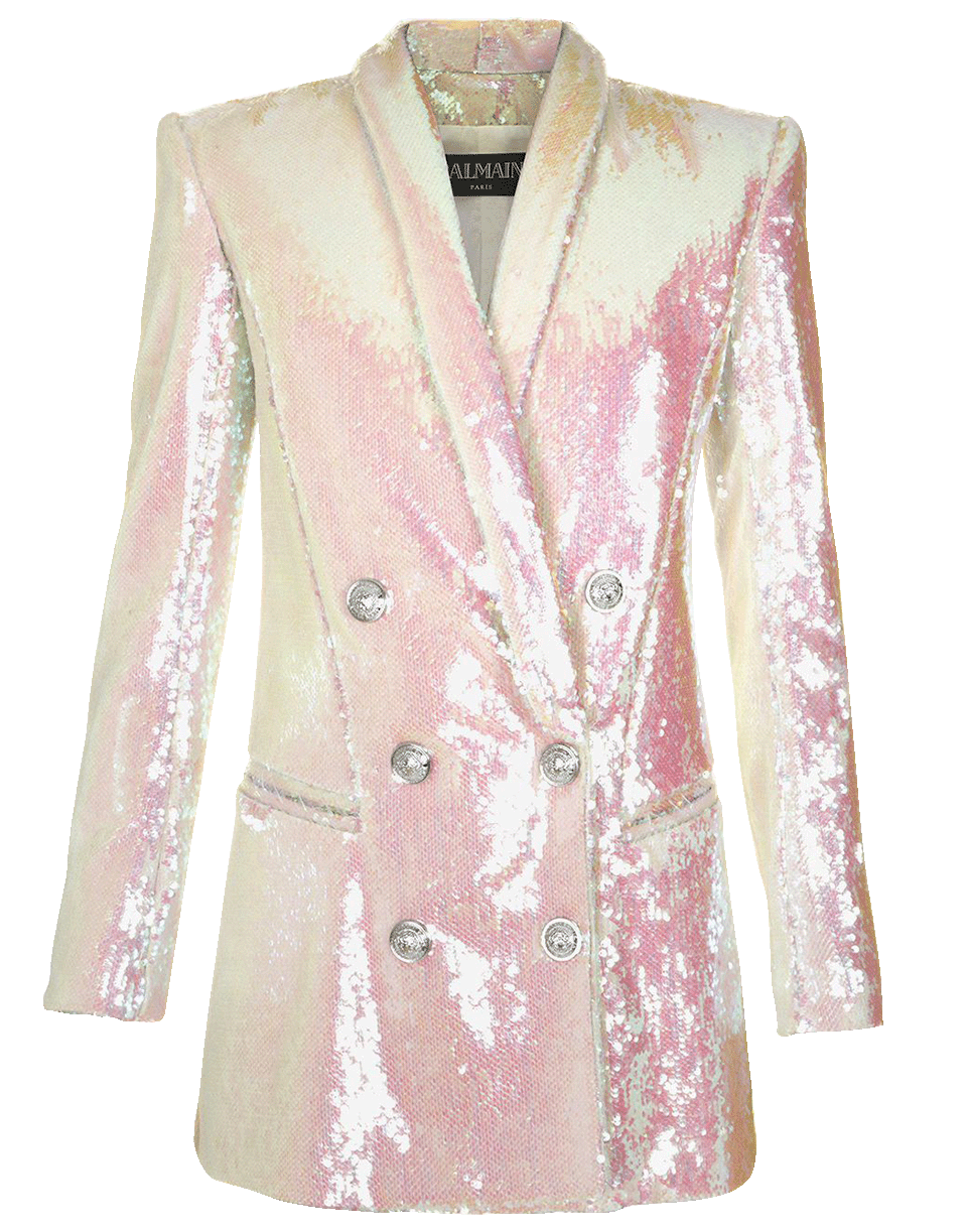 BALMAIN-Sequin Blazer Dress-WHITE