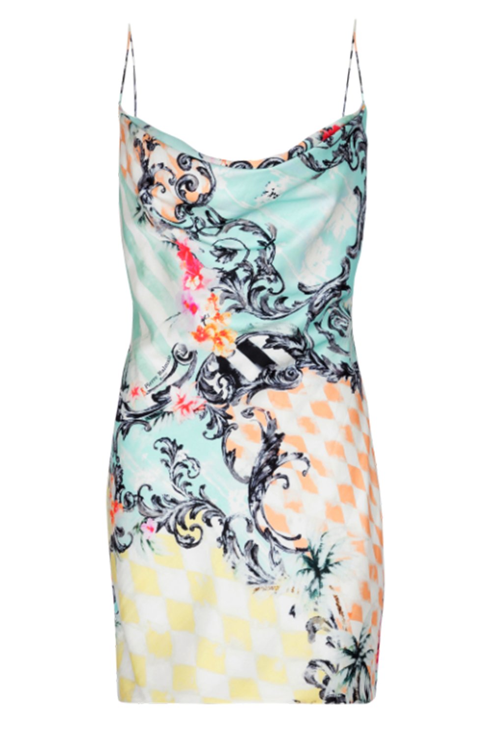 BALMAIN-Baroque Cowl Neck Mini Dress-