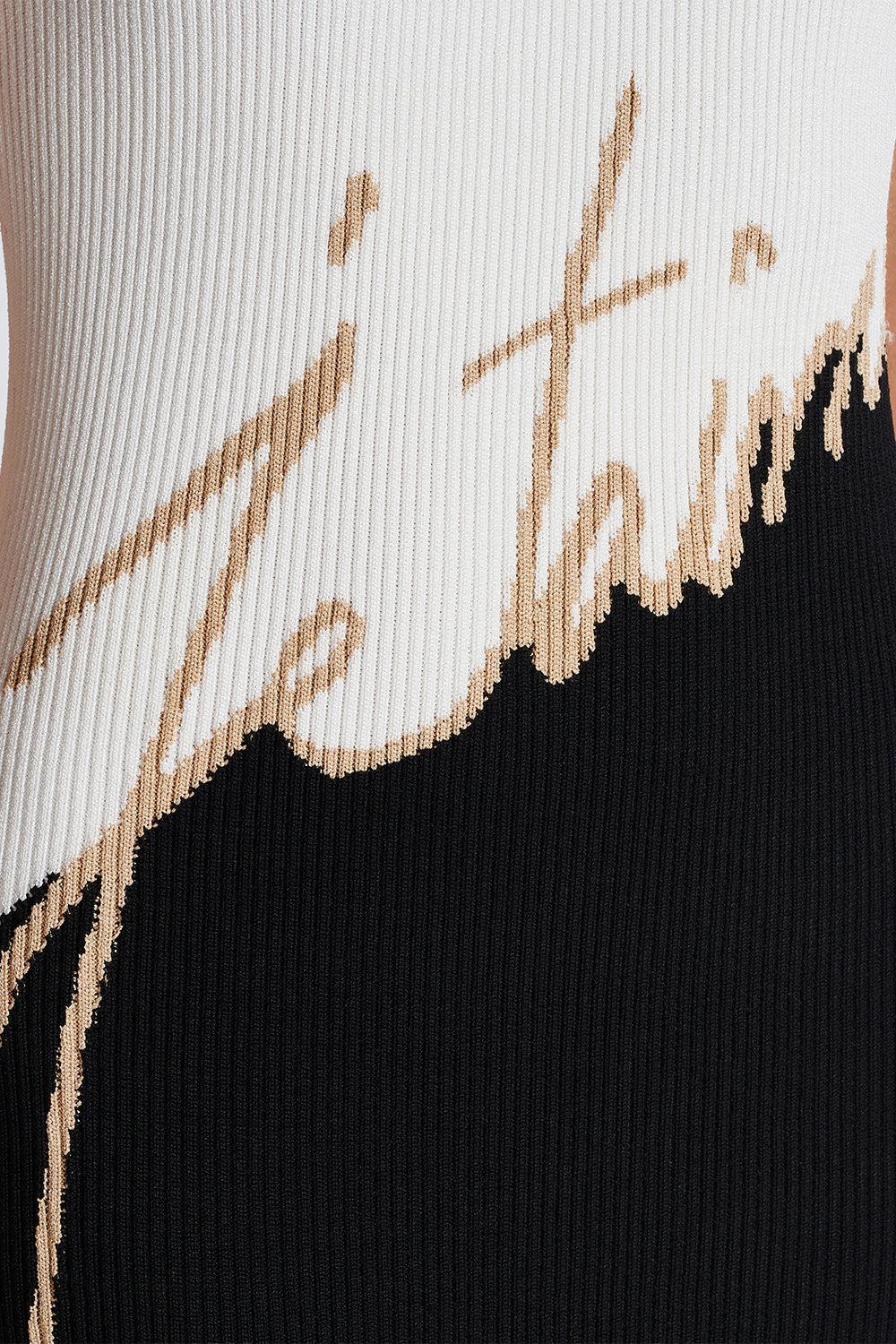 SLEEVELESS HANDWRITING DRESS-NOINUBLN-36-CLOTHINGDRESSCOCKTAIL-BALMAIN