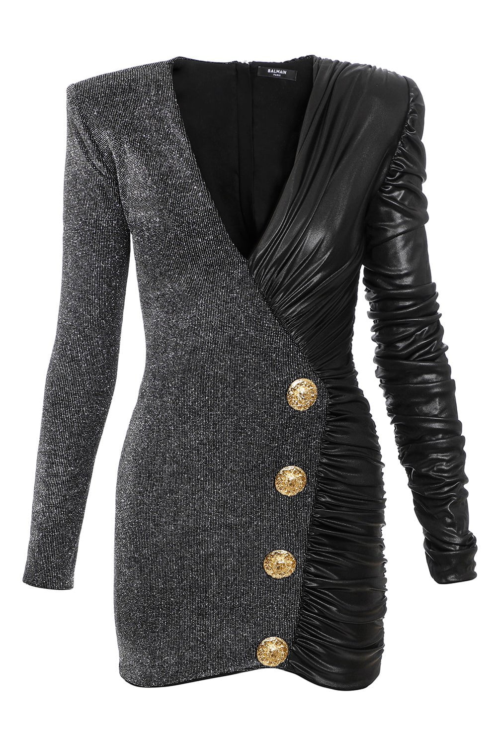 BALMAIN-Long Sleeve 4 Button Dress-