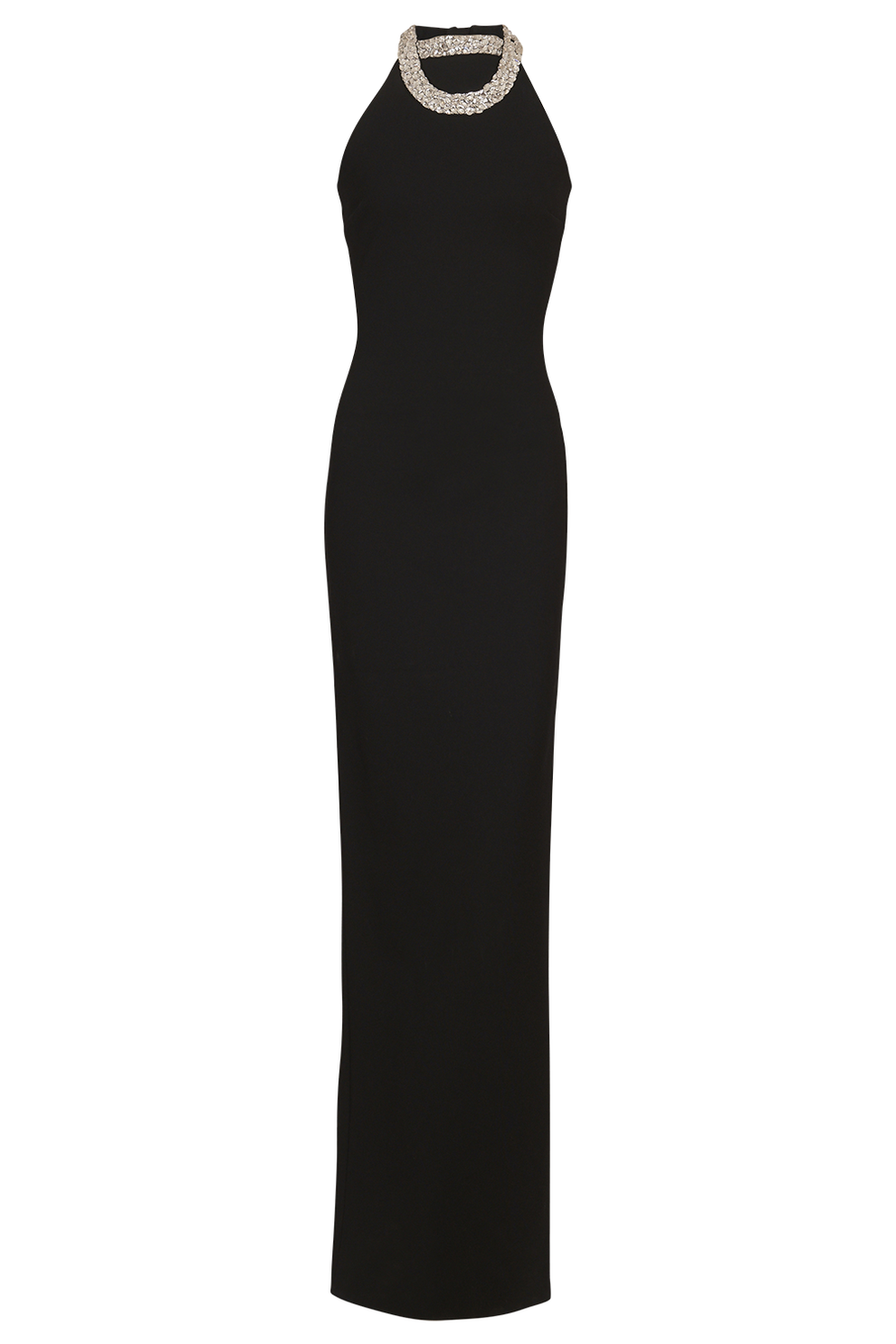 HALTERNECK EMBROIDERED LONG DRESS
