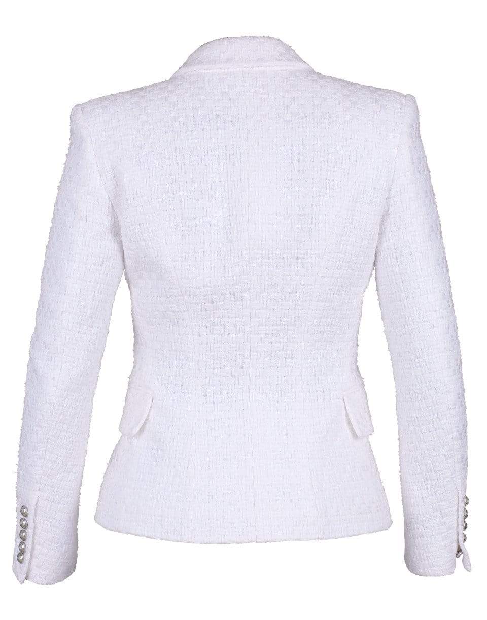 BALMAIN-Blanc Six Button Tweed Jacket-BLANC