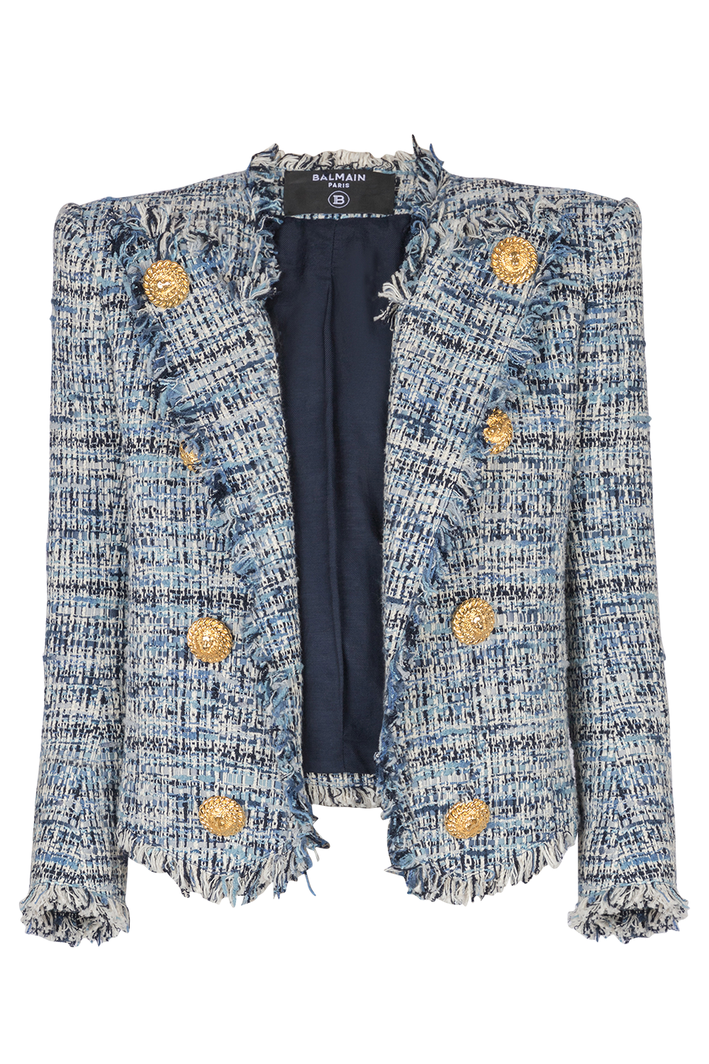 SIDE TO SIDE TWEED SPENCER JACKET-BLEUJEAN-36-CLOTHINGJACKETBLAZERS-BALMAIN