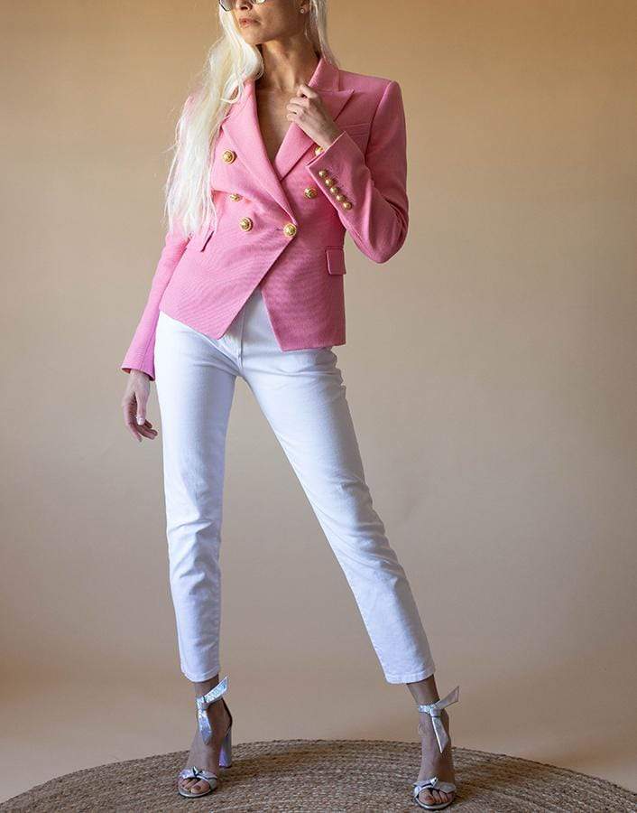 BALMAIN-Pink Cotton Blazer-