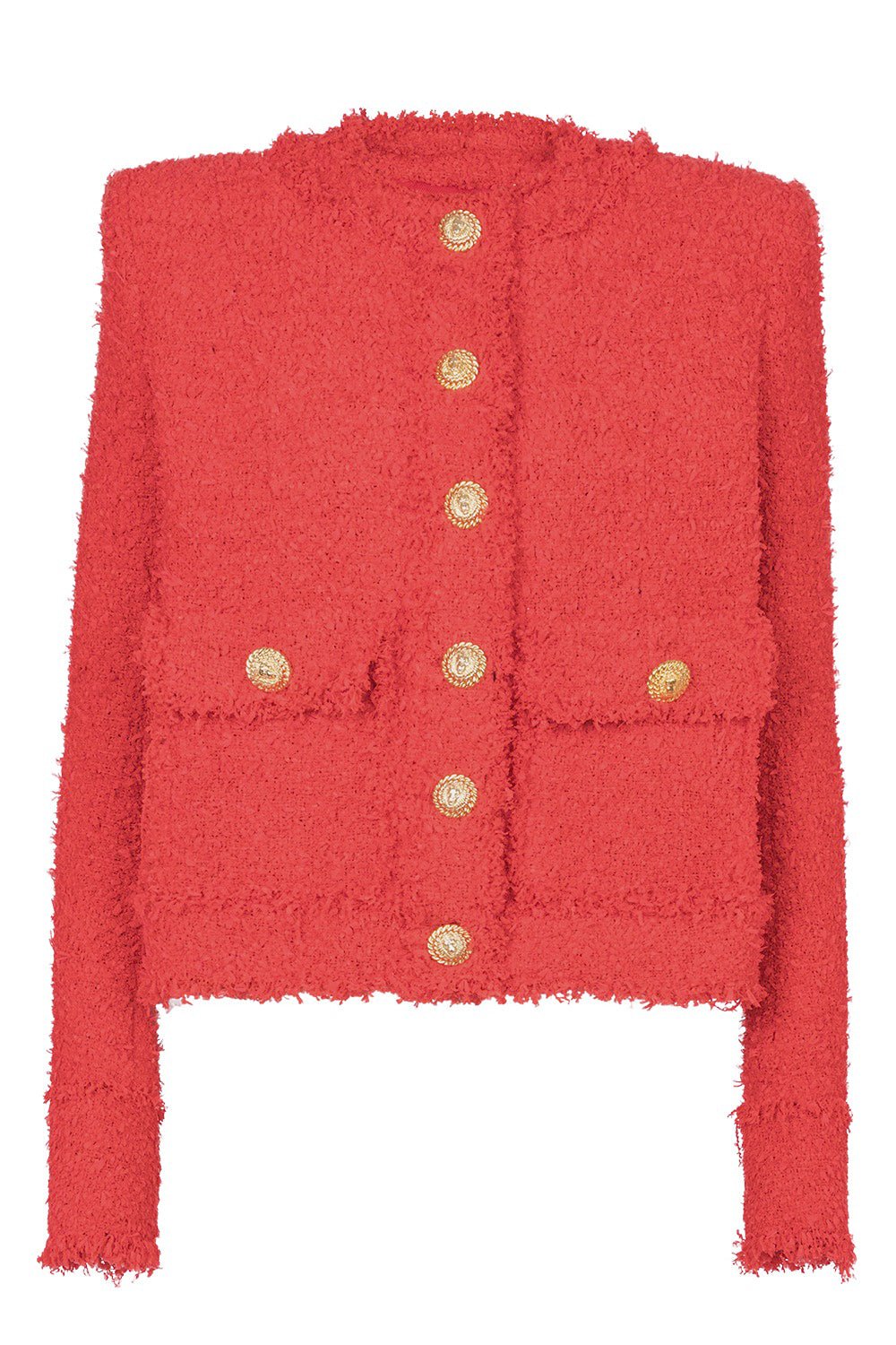 BALMAIN-Two Pocket Collarless Jacket-