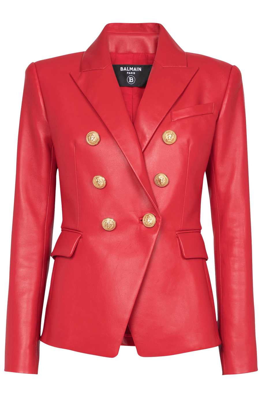 BALMAIN-6 Button Leather Jacket-